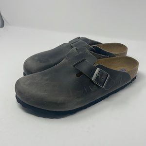 Birkenstock Women’s Clogs Gray Leather Size 10